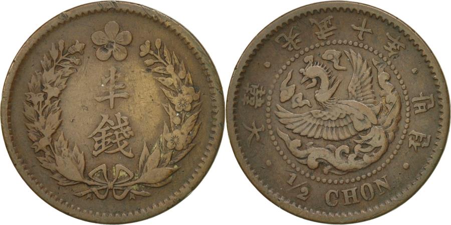 Korea, Kuang Mu, 1/2 Chon, Year 10 (1906), , Bronze, KM:1124 | Asian ...