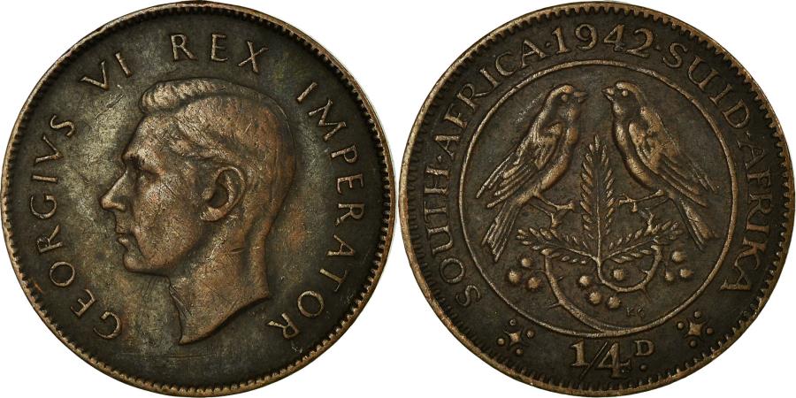 World Coins - Coin, South Africa, George VI, 1/4 Penny, Farthing, 1942, , Bronze