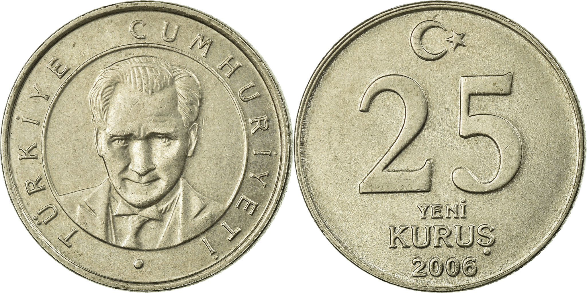 Coin, Turkey, 25 New Kurus, 2006, Istanbul, , Copper-Nickel-Zinc
