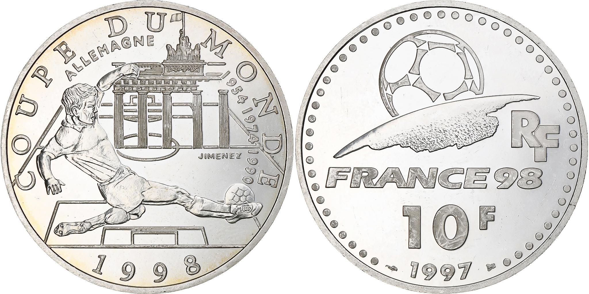 France, 10 Francs, France 98, Allemagne, 1997, Monnaie de Paris France, 10 Francs, France 98, Allemagne, 1997, Monnaie de Paris