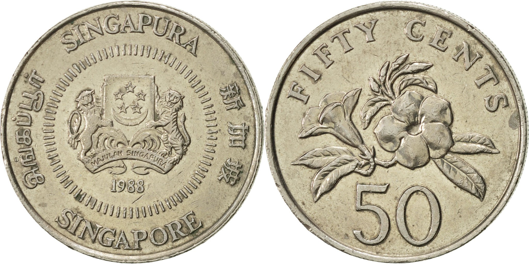 cota　50本 Singapore 50 Cents Coin | KM348 | 2013 - 2019 Nickel plated