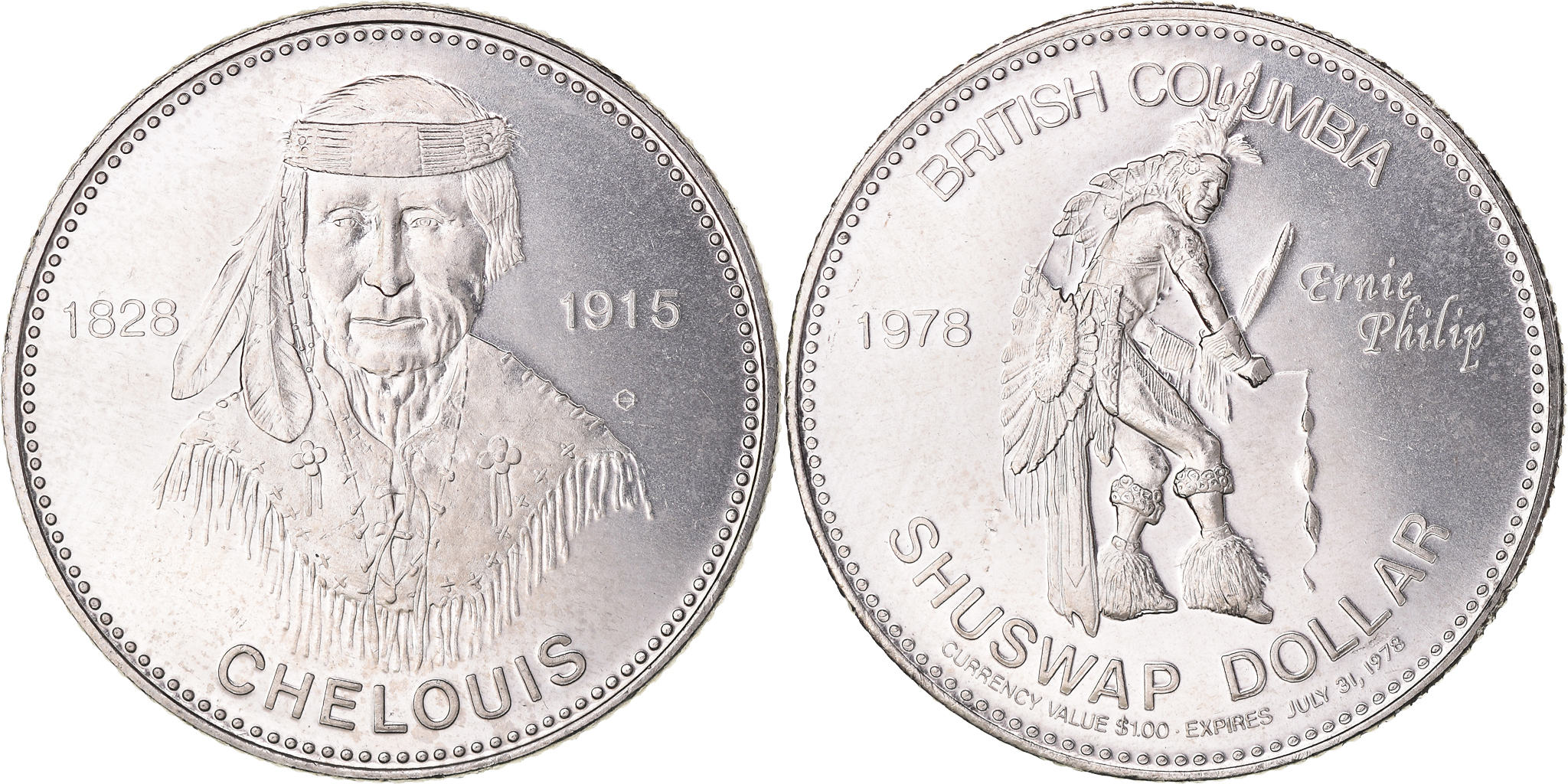 Canada, Jeton d'échange., Indian Heritage, 1978, Shuswap Dollar