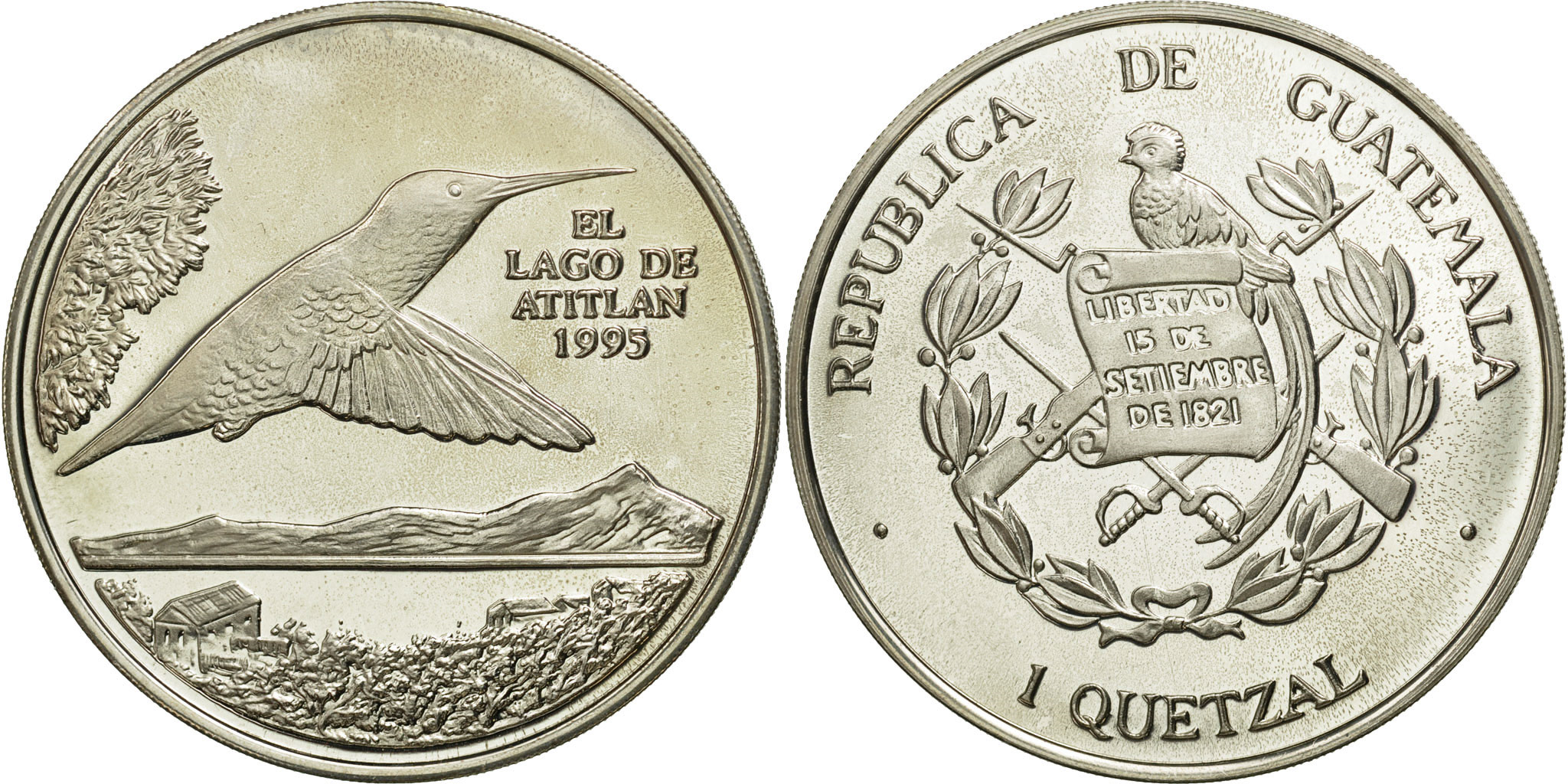 Coin, Guatemala, Quetzal, 1995, Tower, , Silver, KM:1.1 | North
