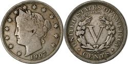 Us Coins - United States, 5 Cents, Liberty Nickel, 1907, U.S. Mint, Copper-nickel