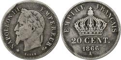 World Coins - France, Napoleon III, 20 Centimes, Napoléon III, 1866, Paris, Silver