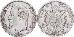 World Coins - France, Napoleon III, 5 Francs, 1870, Strasbourg, Silver,