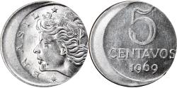 World Coins - Coin, Brazil, 5 Centavos, 1969, error off center strike, , Stainless