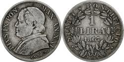 World Coins - ITALIAN STATES, 1 Lira, 1867, Roma, KM #1378, , Silver, 4.90