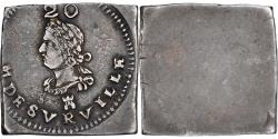 World Coins - France, Louis XIV, 20 Sols, Klippe, n.d. (1709), Tournai, Siege Coinage, Silver