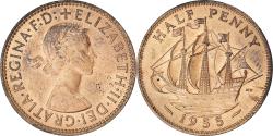 World Coins - Coin, Great Britain, Elizabeth II, 1/2 Penny, 1955, , Bronze, KM:896