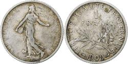 World Coins - Coin, France, Semeuse, Franc, 1909, Paris, , Silver, KM:844.1