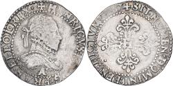 World Coins - France, Henri III, 1/2 franc au col gaufré, 1587, Paris, Silver,