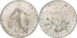 World Coins - France, Semeuse, 50 Centimes, 1907, Paris, , Silver, KM:854