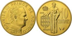 World Coins - Monaco, Rainier III, 10 Centimes, 1982, MDP, série FDC, Cupro-Aluminium