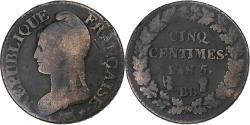 World Coins - France, 5 Centimes, Dupré, AN 5, Strasbourg, Bronze, , Gadoury:126
