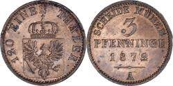 World Coins - Coin, German States, PRUSSIA, Wilhelm I, 3 Pfennig, 1872, Berlin,