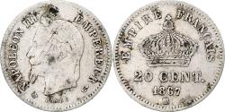 World Coins - France, Napoleon III, 20 Centimes, 1867, Strasbourg, , Silver, KM:808.2