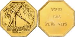 World Coins - France, Token, Amour et Mariage, Voeux, Gilt Bronze, Feuilles mortes,
