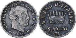 World Coins - Italy, Royaume d'Italie, Napoleon I, 5 Soldi, 1810, Milan, Silver,