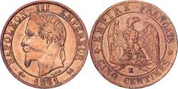 World Coins - France, Napoleon III, 5 Centimes, 1861, Bordeaux, Bronze,