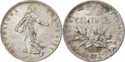 World Coins - France, 50 Centimes, Semeuse, 1909, Paris, Silver, , Gadoury:420