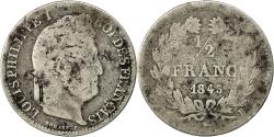 World Coins - Coin, France, Louis-Philippe, 1/2 Franc, 1845, Rouen, , Silver,KM 741.2
