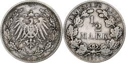 World Coins - GERMANY - EMPIRE, 1/2 Mark, 1906, Munich, Silver, , KM:17