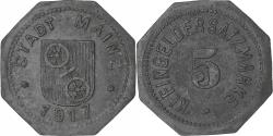 World Coins - Germany, Stadt Mainz, 5 Pfennig, 1917, , Zinc