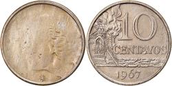 World Coins - Coin, Brazil, 10 Centavos, 1967, error struck thru, , Copper-nickel