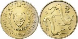 World Coins - Cyprus, 2 Cents, 1996, Llantrisant, Nickel-brass,