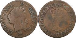 World Coins - France, Louis XVI, Liard, 1791, Rouen, Copper, , Gadoury:348