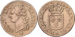 World Coins - France, Louis XVI, 1 Sol, 1791, Paris, 2nd semester, Copper,