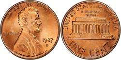 Us Coins - United States, Cent, Lincoln, 1987, Denver, Copper Plated Zinc,