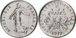 World Coins - France, 5 Francs, Semeuse, 1977, Monnaie de Paris, série FDC, Copper-nickel