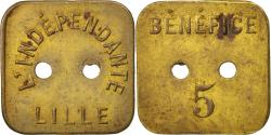 World Coins - France, Token, token count, Ville de Lille, L'indépendante, Bénéfice 5