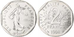 World Coins - France, 2 Francs, Semeuse, 1991, Monnaie de Paris, BU, Nickel,