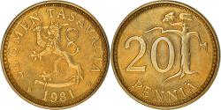 World Coins - Coin, Finland, 20 Pennia, 1981, , Aluminum-Bronze, KM:47