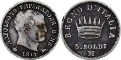 World Coins - Kingdom of Italy, Napoleon I, 5 Soldi, 1813, Milan, Silver,