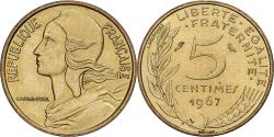 World Coins - France, 5 Centimes, Marianne, 1967, Paris, Aluminum-Bronze,