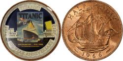 World Coins - Great Britain, Elizabeth II, 1/2 Penny, Titanic, 100 Ans, 1966, Bronze,