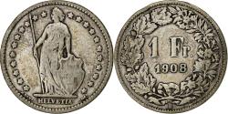 World Coins - Coin, Switzerland, Franc, 1908, Bern, , Silver, KM:24