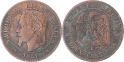 World Coins - France, Napoleon III, 2 Centimes, 1861, Bordeaux, Bronze,