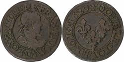 World Coins - France, Louis XIII, Double Tournois, 1620, Poitiers, Copper,