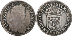 World Coins - France, Louis XIV, 1/12 Ecu à la mèche longue, 1653, Rouen, Silver,