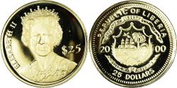 World Coins - Coin, Liberia, Queen Elizabeth II, 25 Dollars, 2000, American Mint,