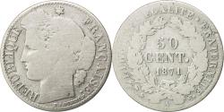 World Coins - Coin, France, Cérès, 50 Centimes, 1871, Paris, , Silver, KM:834.1