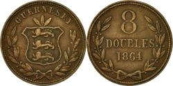 World Coins - Coin, Guernsey, 8 Doubles, 1864, Heaton, Birmingham, , Bronze, KM:7