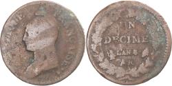 World Coins - Coin, France, Dupré, Decime, AN 8, Metz, , Copper, Gadoury:187a