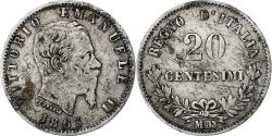 World Coins - Italy, Vittorio Emanuele II, 20 Centesimi, 1863, Milan, , Silver