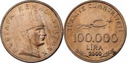 World Coins - Turkey, 100000 Lira, 100 Bin Lira, 2000, Nickel-brass, , KM:1078